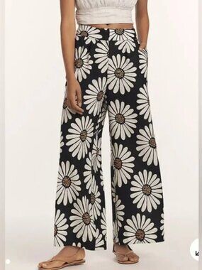 Farm Rio Linen Blend Floral Design pants size XS